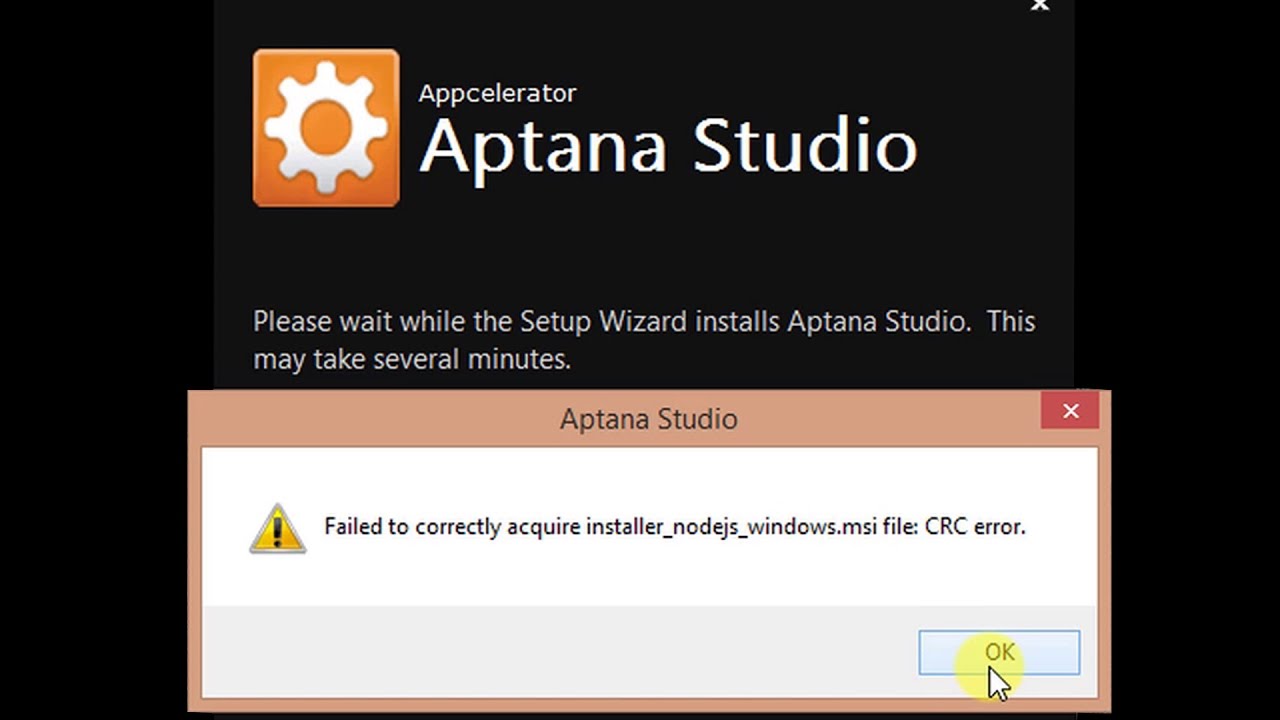 Failed to correctly acquire installer_nodejs_windows.msi file: CRC error.